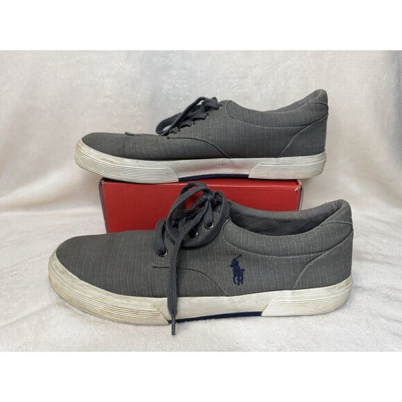 POLO RALPH LAUREN Mens Felton Gray Canvas Sneakers Sz 12D Casual Preppy READ - Picture 2 of 12